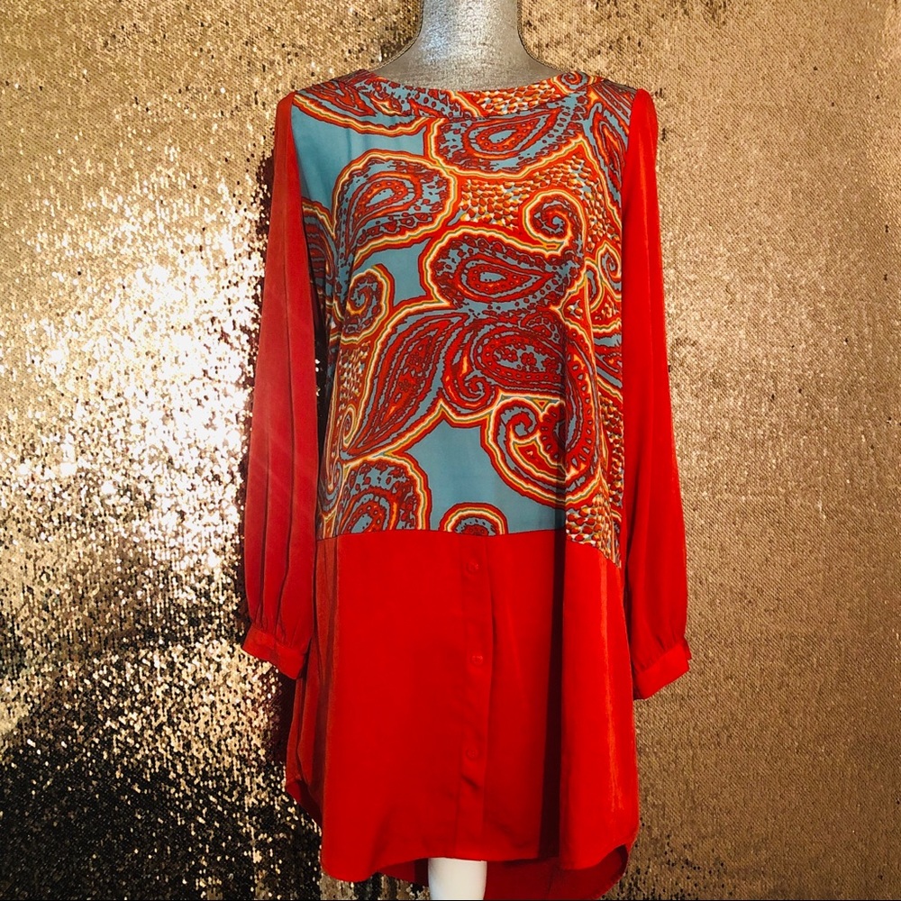GLAM FIRE 🔥 RED PAISLEY TUNIC/DRESS